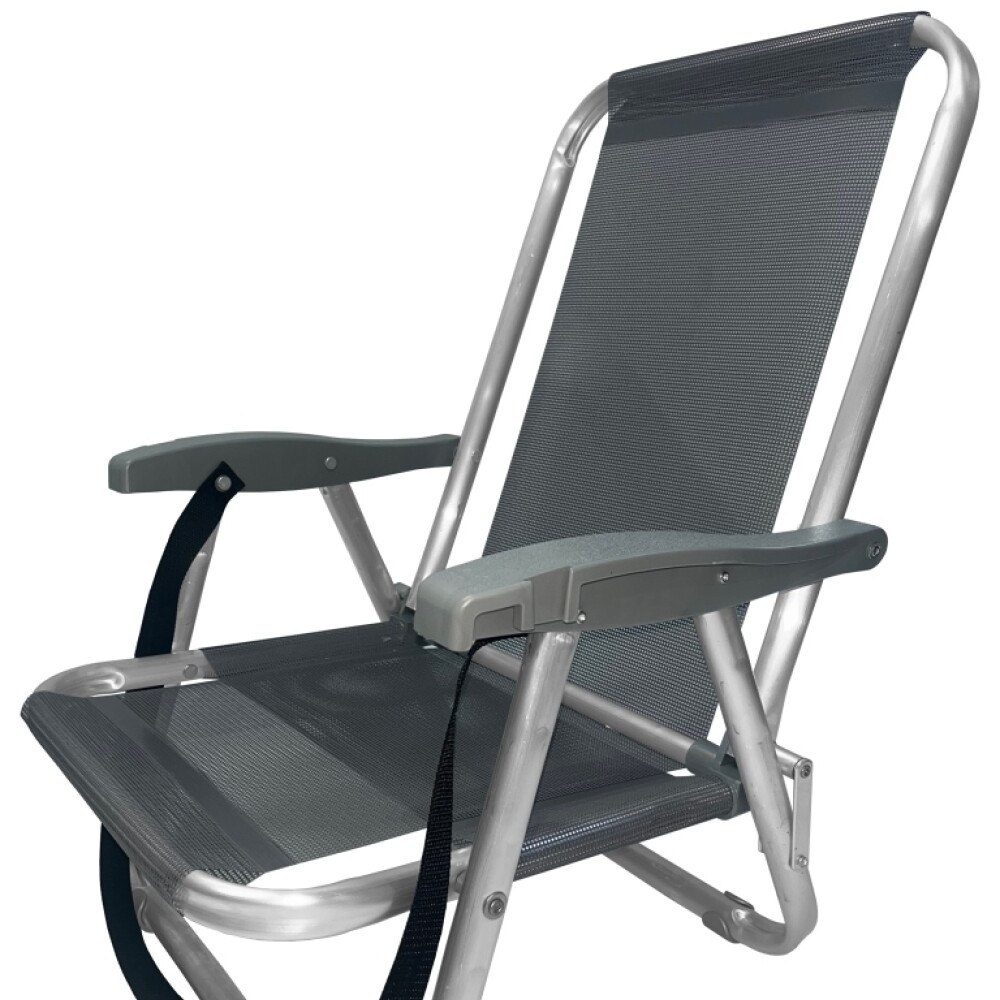 Silla Baja Playa, Pesca Buzios C/correa En Aluminio Apta 120kg GRIS