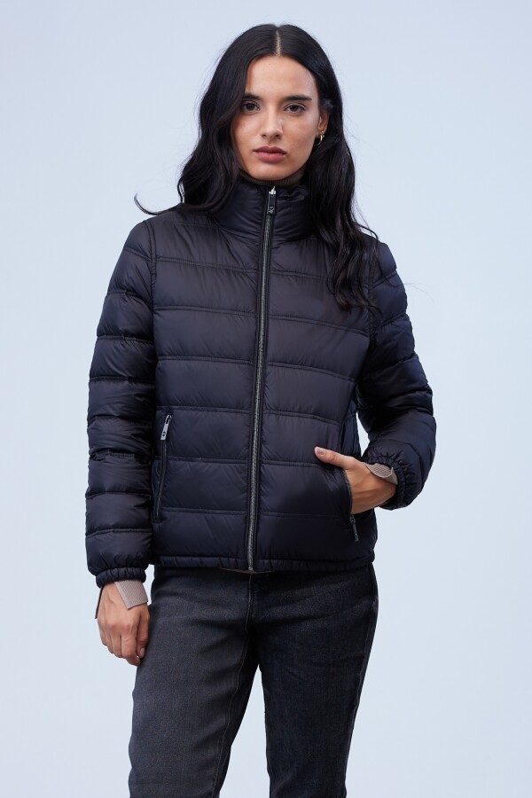 Campera Plumas Reversible NEGRO