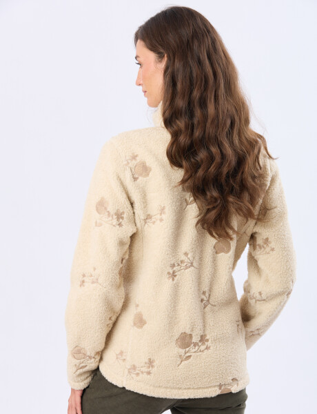 CAMPERA CORDERITO BORDADA Beige