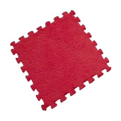 Alfombra Puzzle Goma Eva Peluda Infantil Shaggy 30 cm X10 UNIDADES ROJO