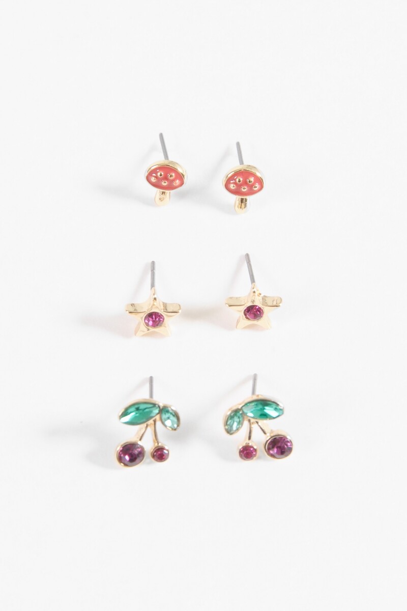 Set de caravanas pin strass dorado