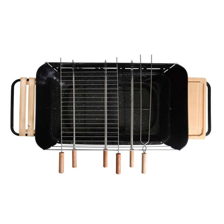 Set Asador con Parrillero Rodeio Mor + Cubiertos Asado X4 Negro