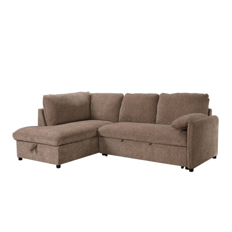 Rinconera cama Cosmo (c/baúl) - Tela Microfibra - Chaise izquierdo 410 (Tostado)