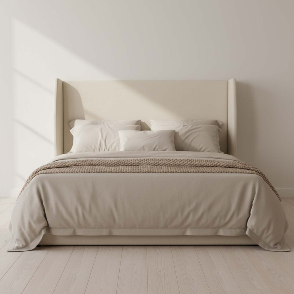 RESPALDO EASY CLEAN KING TELA NATURAL-BEIGE LUCIA