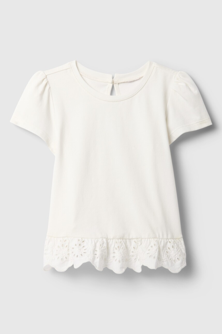 Remera Tunic Con Broderie Toddler Niña New Off White