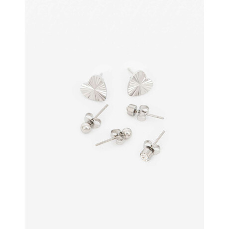 Set De Aros Pasantes Acero Plateado