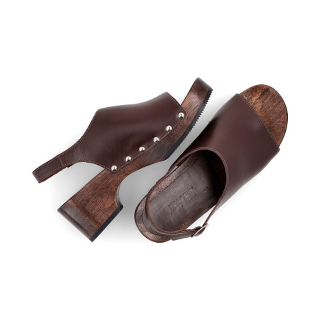 SANDALIAS VENET - CUERO CLOG MARRON