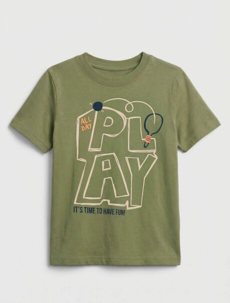 CAMISETA BÁSICA CON ESTAMPA VERDE