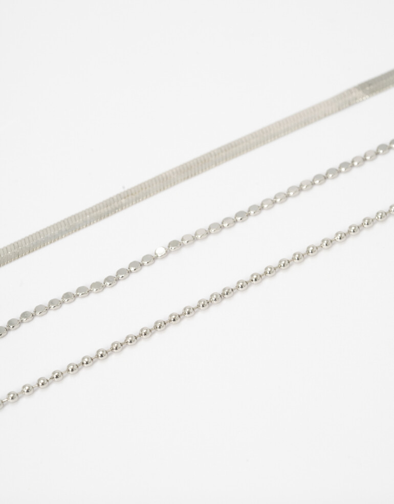 Pulseras Flexibles Sets Metal Set De Pulseras Metálicas - Plateado Rodio