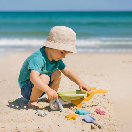 Set Juego De Playa Infantil 8 Piezas Con Carretilla y Moldes Rosa/naranja