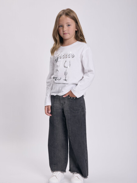 Pantalón jean ancho corte Gris