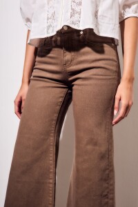 Jean Wide Flared Wide Leg Chocolate
