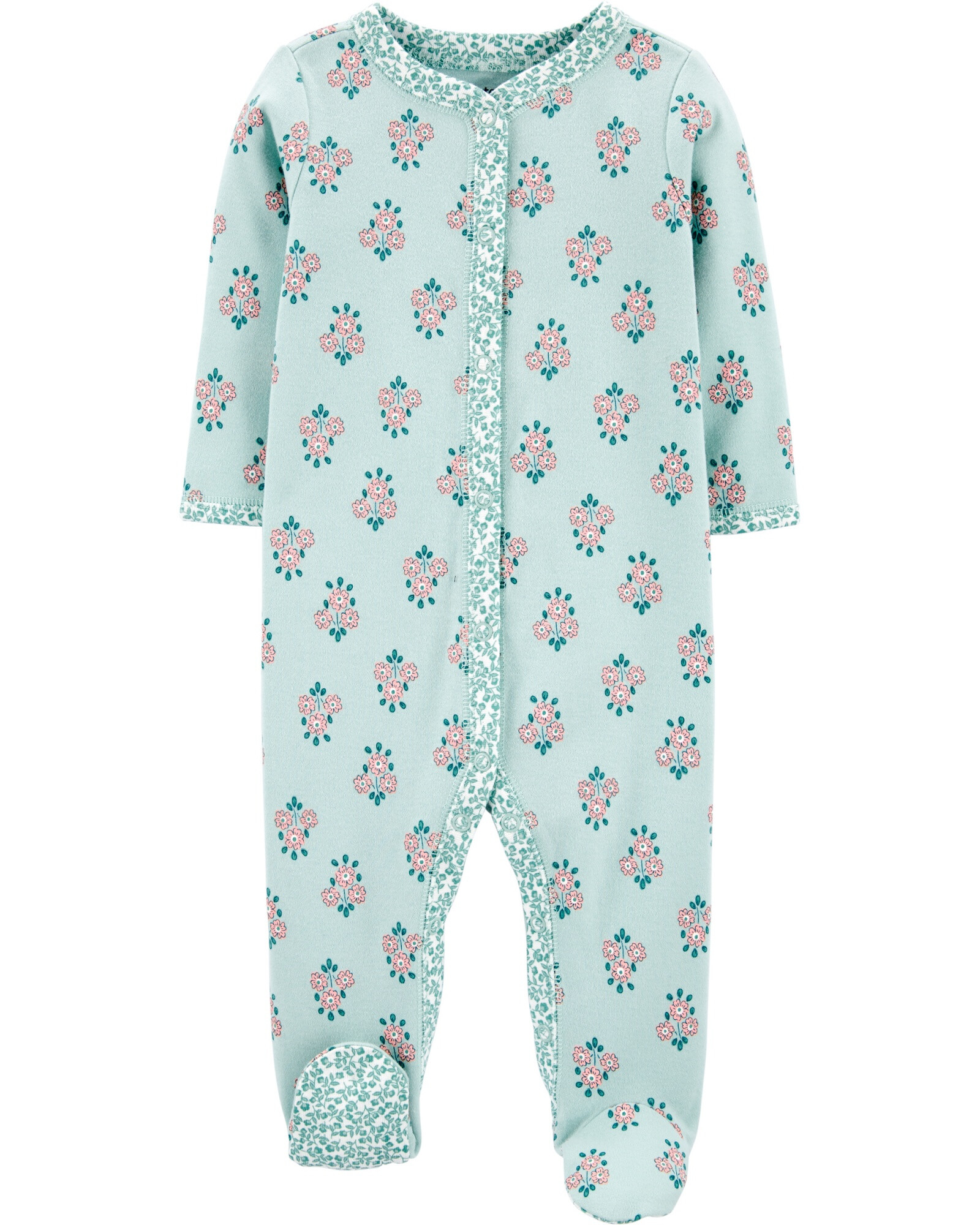 Pijama con Pie Floreado Algodón 0