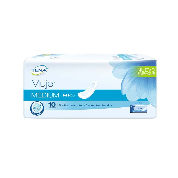 TENA MUJER TOALLA P/INCONTINENCIA MED PA única