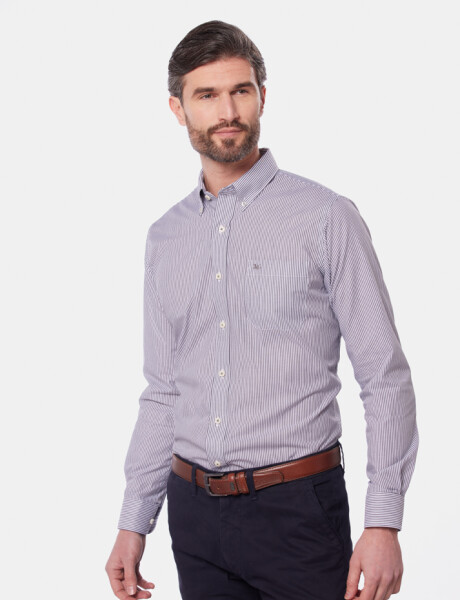 CAMISA SPORT A RAYAS Azul