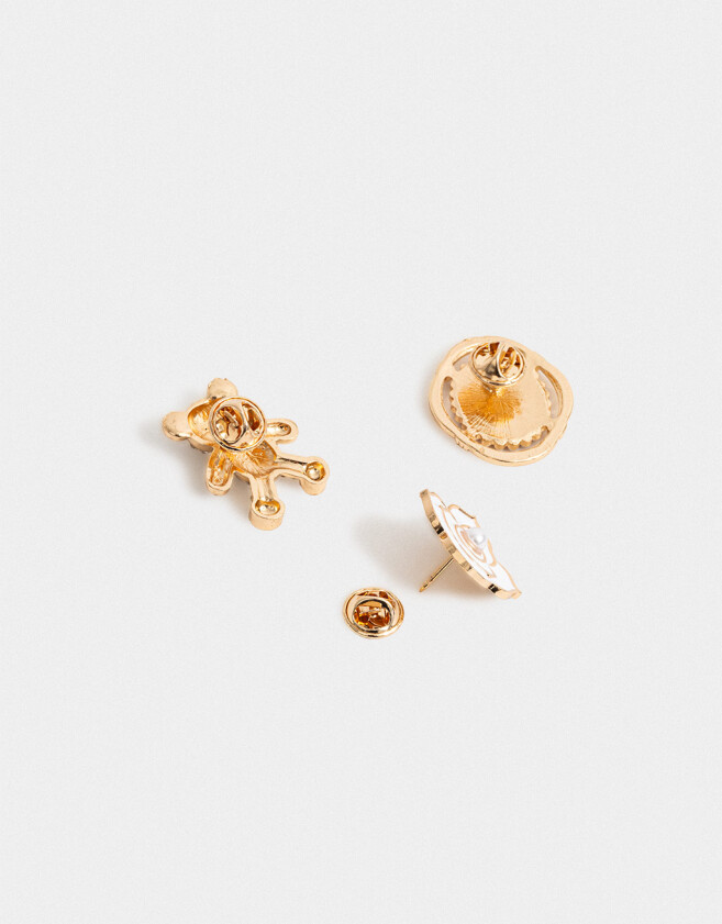 Prendedor Esmaltado Set De Prendedores Con Strass - Dorado