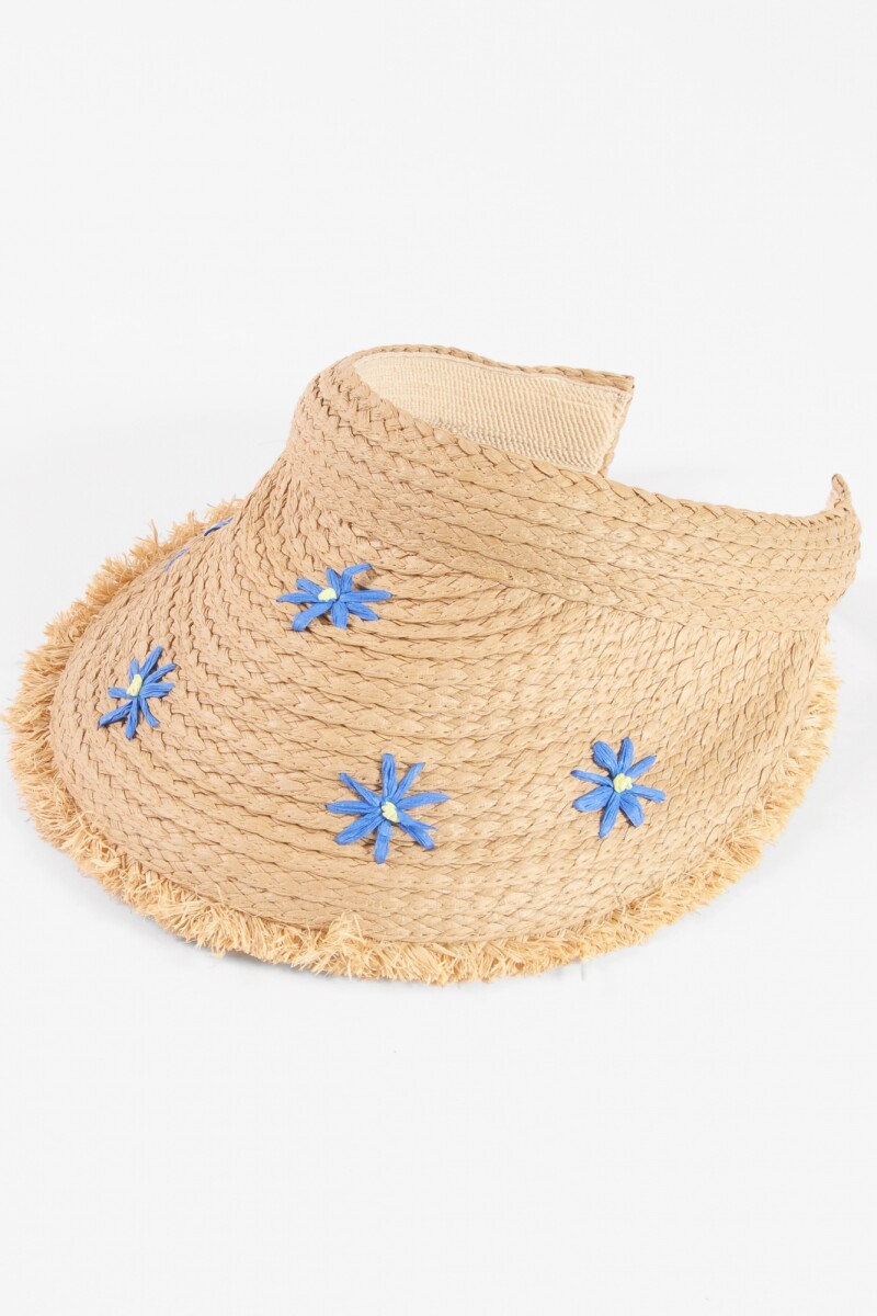 Visera flor bordada beige