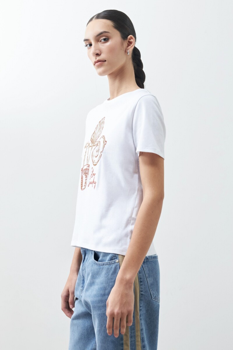 Remera con estampa local blanco