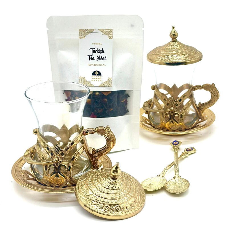 Set de té para dos personas metal Dorado