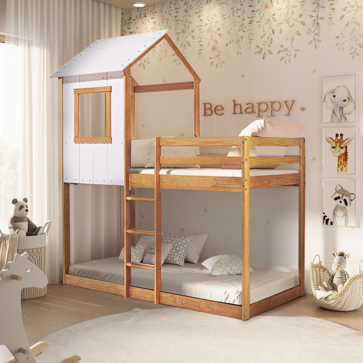 CUCHETA INFANTIL DE 1 PLAZA EN MADERA MACIZA 