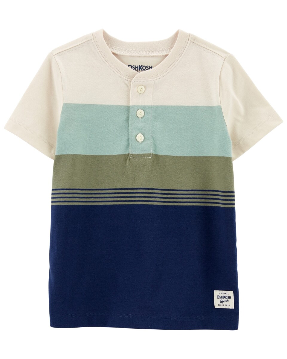 Remera henley de algodón diseño colorblock 