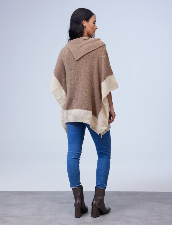 Poncho Colorblock MULTI/TOSTADO