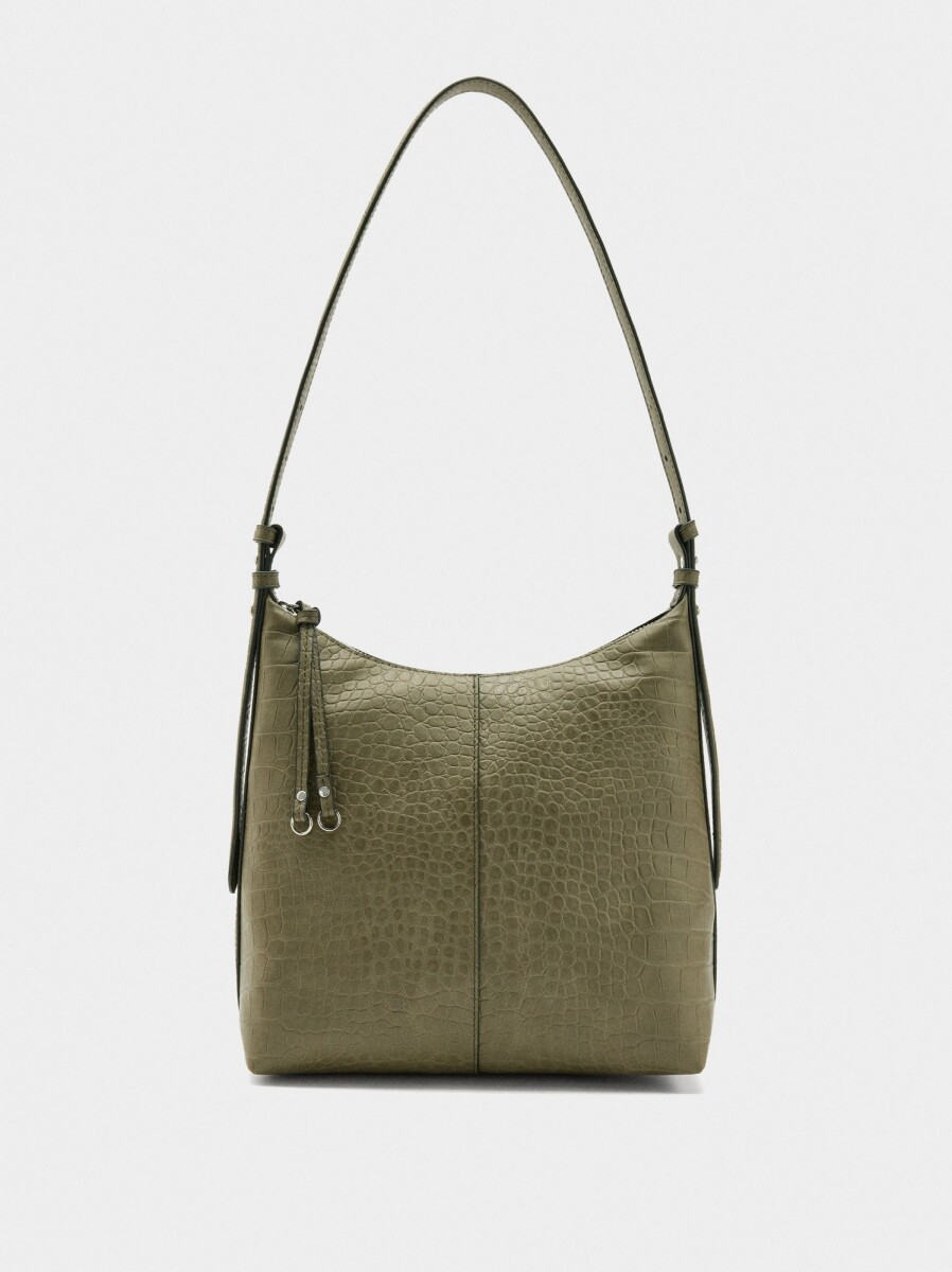 Bolso De Hombro Con Grabado Animal - caqui 