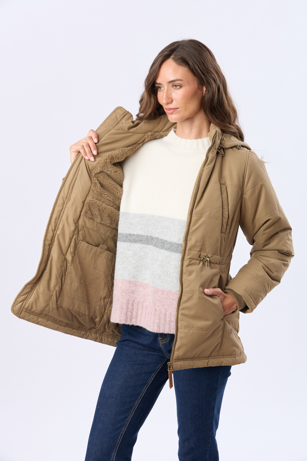 CAMPERA DE ABRIGO CON FORRO DE SHERPA Beige