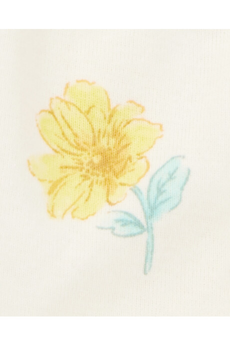 Set tres piezas de algodón, pantalón, saco con capucha y body, diseño floral Set tres piezas de algodón, pantalón, saco con capucha y body, diseño floral