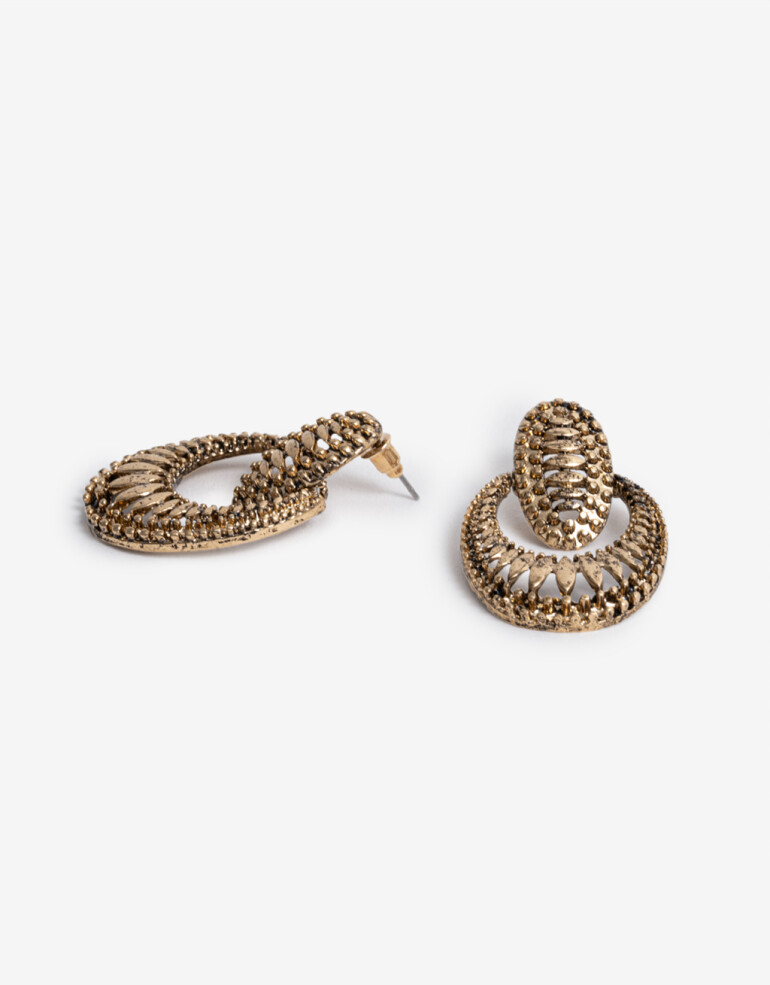 Aros Colgantes Cortos Color Aros Colgantes Cortos Antique Gold - Dorado Antique Gold