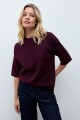 Sweater manga 3/4 ciruela