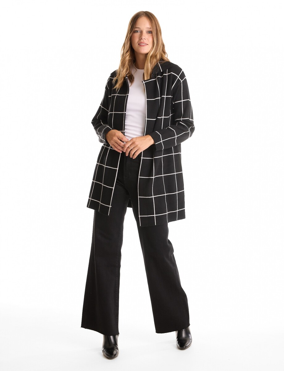Cardigan Tejido Cuadros - Negro/blanco 