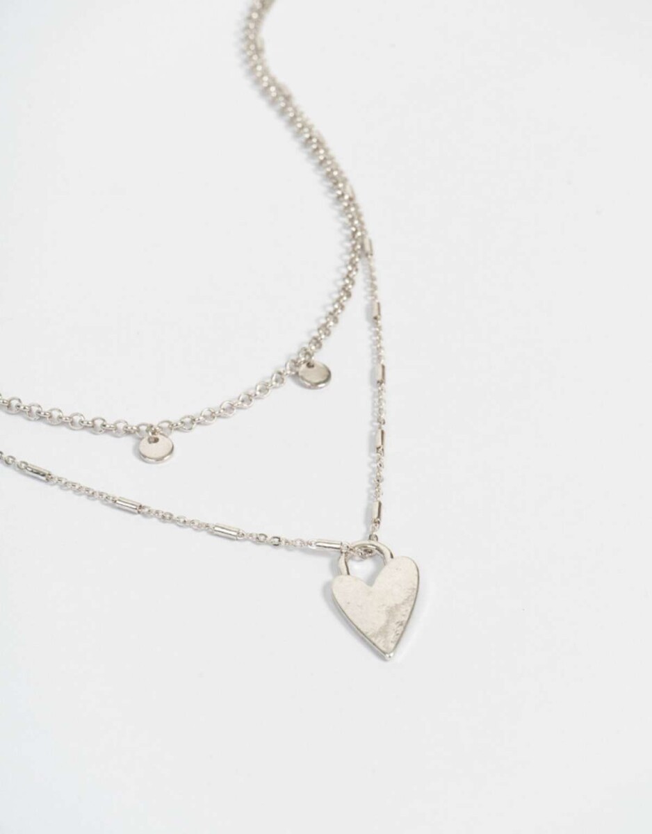 Collar Multicadena Bañado En Plata - Plateado 