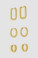 Pack de 3 aros geometricos Oro fuerte