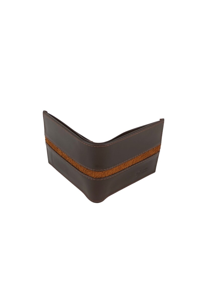 Billetera de cuero con vista en tapa Marron