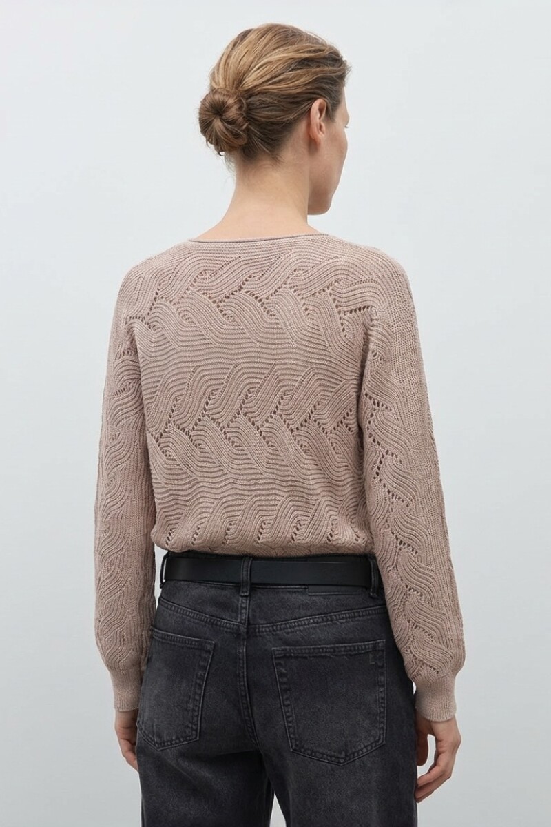 Sweater calado escote bote rosa