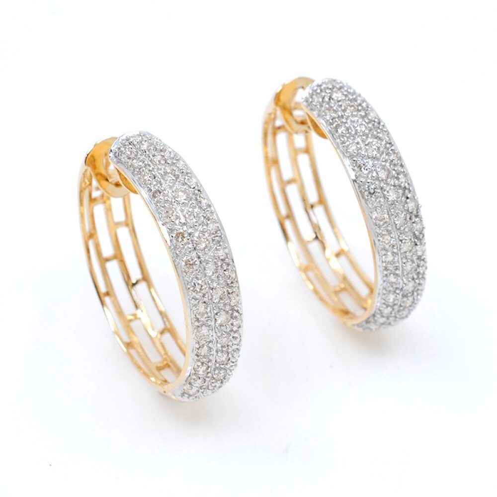 Aros oro 18k combinados con brillantes. Diámetro 25 mm Aros oro 18k combinados con brillantes. Diámetro 25 mm