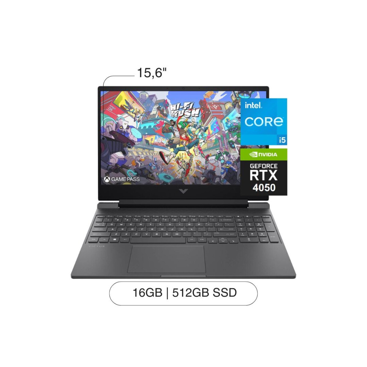 Notebook HP Victus 15-FA2082WM 15,6' FHD 512GB / 16GB RAM I5-13420H RTX4050 - Mica Silver 