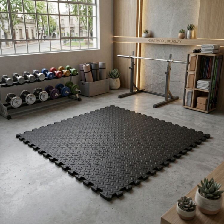 Piso Alfombra Tatami de Goma Eva 100x100x2cm Negro Piso Alfombra Tatami de Goma Eva 100x100x2cm Negro