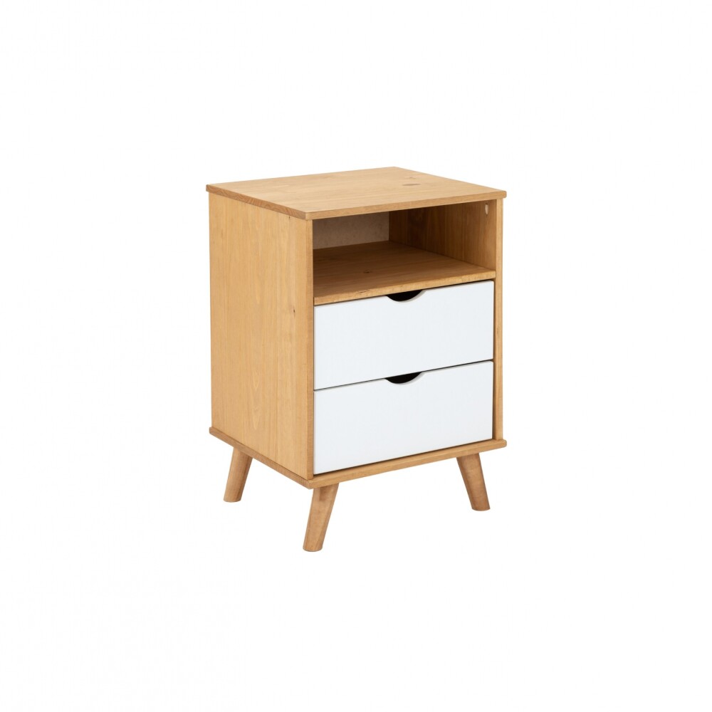 Mesa De Luz 2 Cajones Nicho - Linea Dublin - Blanco Blanco
