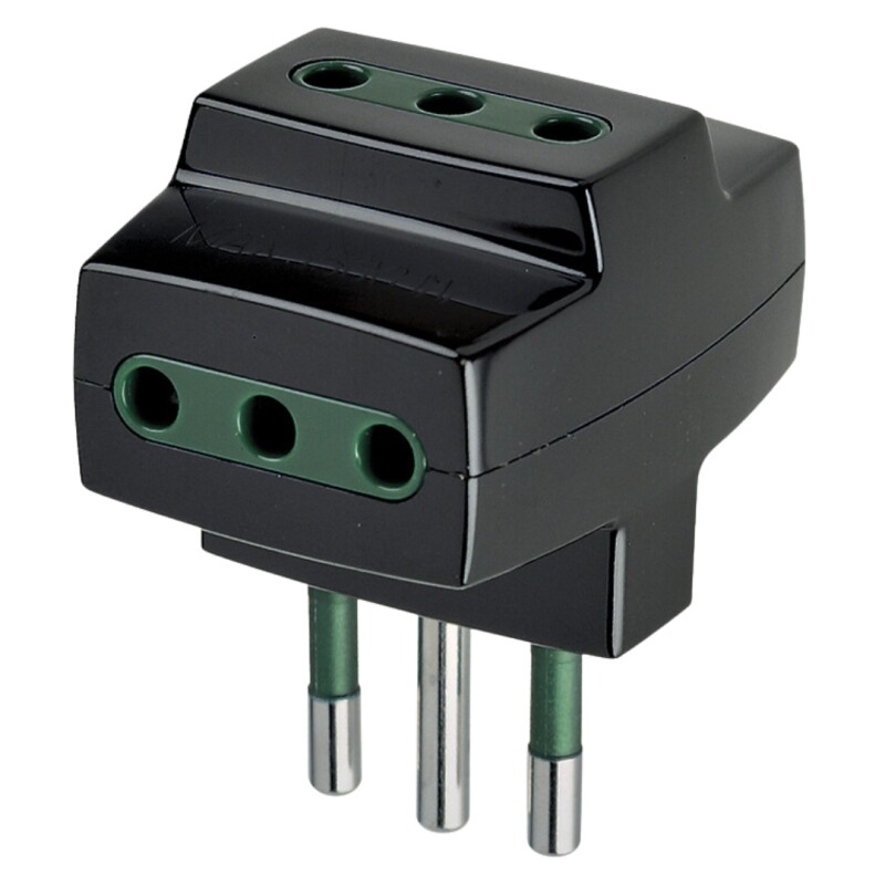 FICHA TRIPLE 2P+T 10A. MAX 1500W. NEGRO VIMAR FICHA TRIPLE 2P+T 10A. MAX 1500W. NEGRO VIMAR