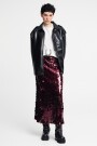 FALDA MIDI DE LENTEJUELA Bordo