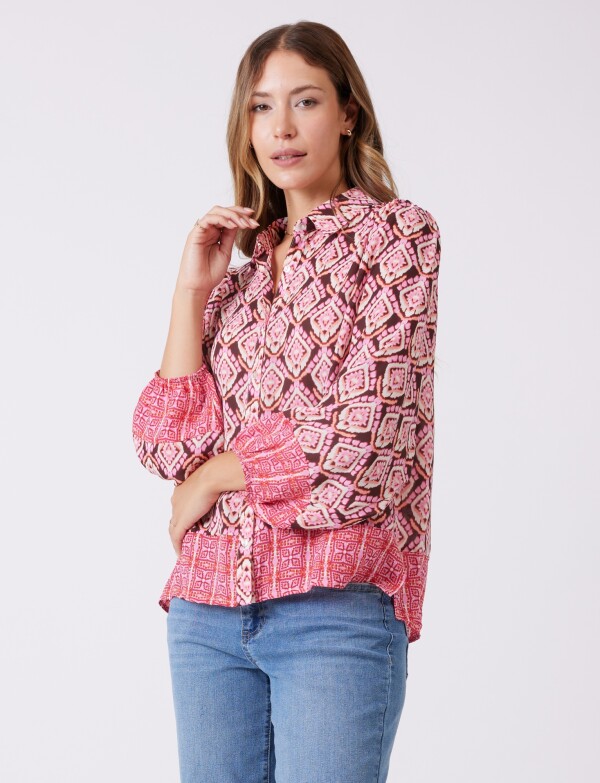 Camisa Dolman Printe MULTI/ROSA