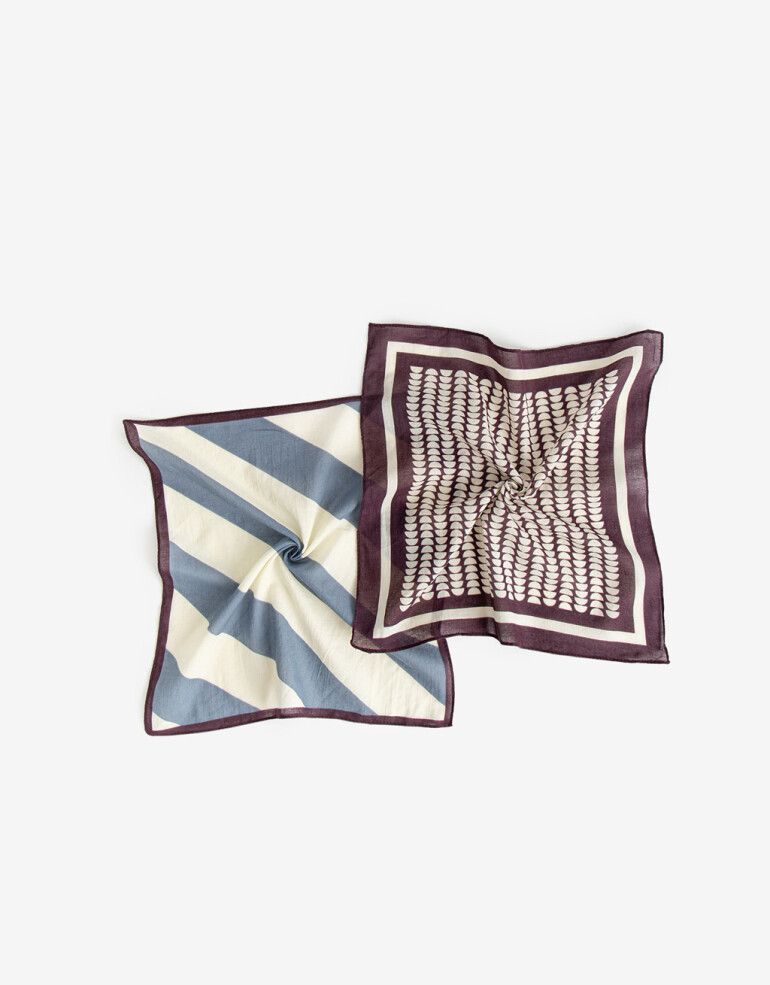 Pañuelos Raso Geométrico Set De Pañuelos Estampados - Combinacion Multicolor