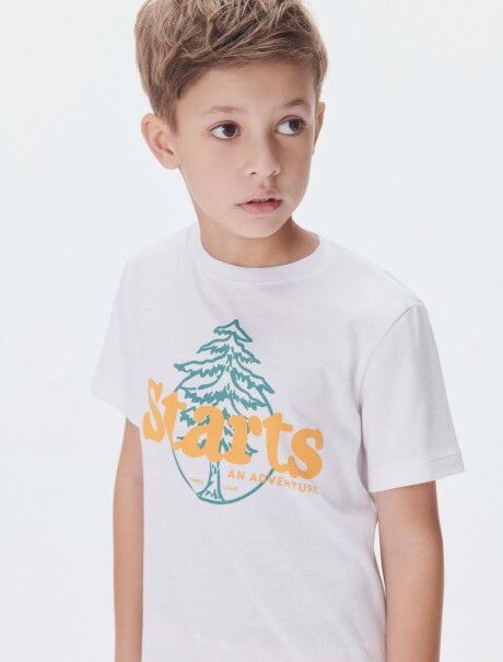 CAMISETA DE NIÑO MANGA CORTA ESTAMPADA BLANCO