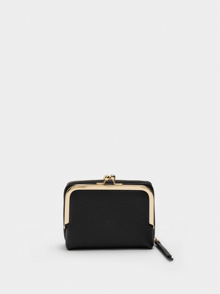 Cartera Con Textura - negro 