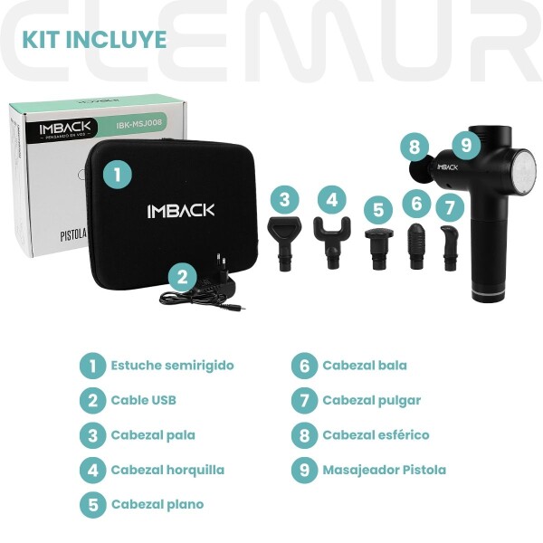 Masajeador Corporal 6 Cabezales Pistola Inalambrico bateria Digital Motor Potente Imback Masajeador Corporal 6 Cabezales Pistola Inalambrico bateria Digital Motor Potente Imback