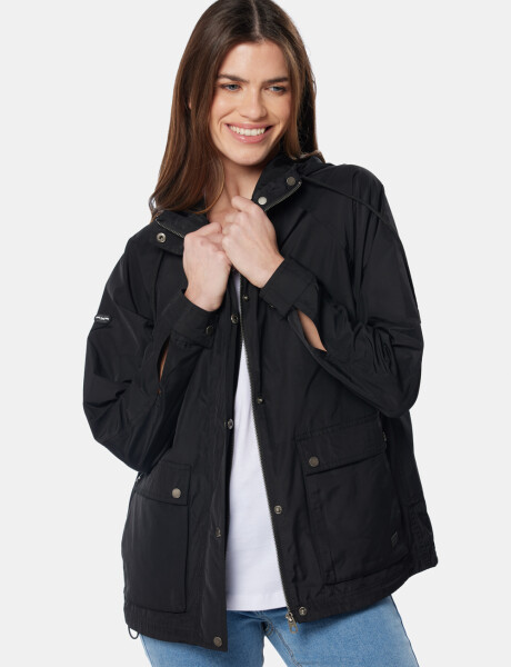 CAMPERA DE NYLON CON CAPUCHA Negro