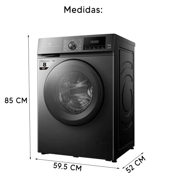 Lavarropas Tcl Inverter 8kg Carga Frontal P108flg LAVARROPAS TCL 8KG P108FLG GRIS