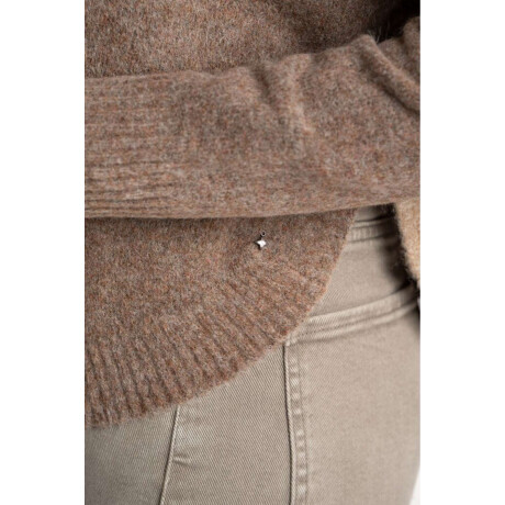 Sweater Intarsia Color Block Marron